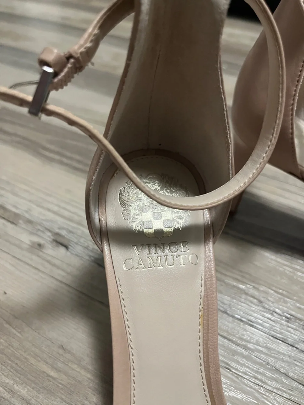 Vince Camuto Blush Nude Ankle Strap Open-Toe Heels - Picture 3 of 8